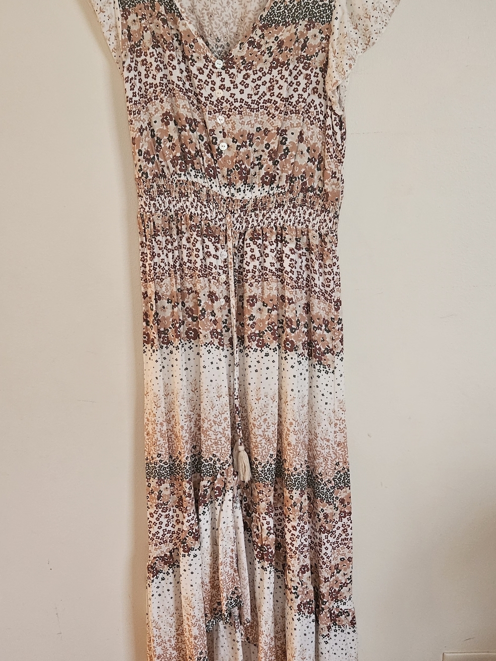 Iris Bloom Boho Floral Maxi Dress - Size M - High-Low Hem - Picture 2 of 11